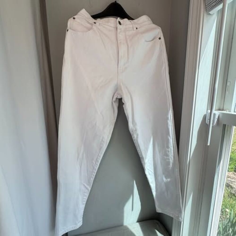 Paul Costelloe White Straight Leg Jeans Womens SZ 10 High Rise Dressage Denim